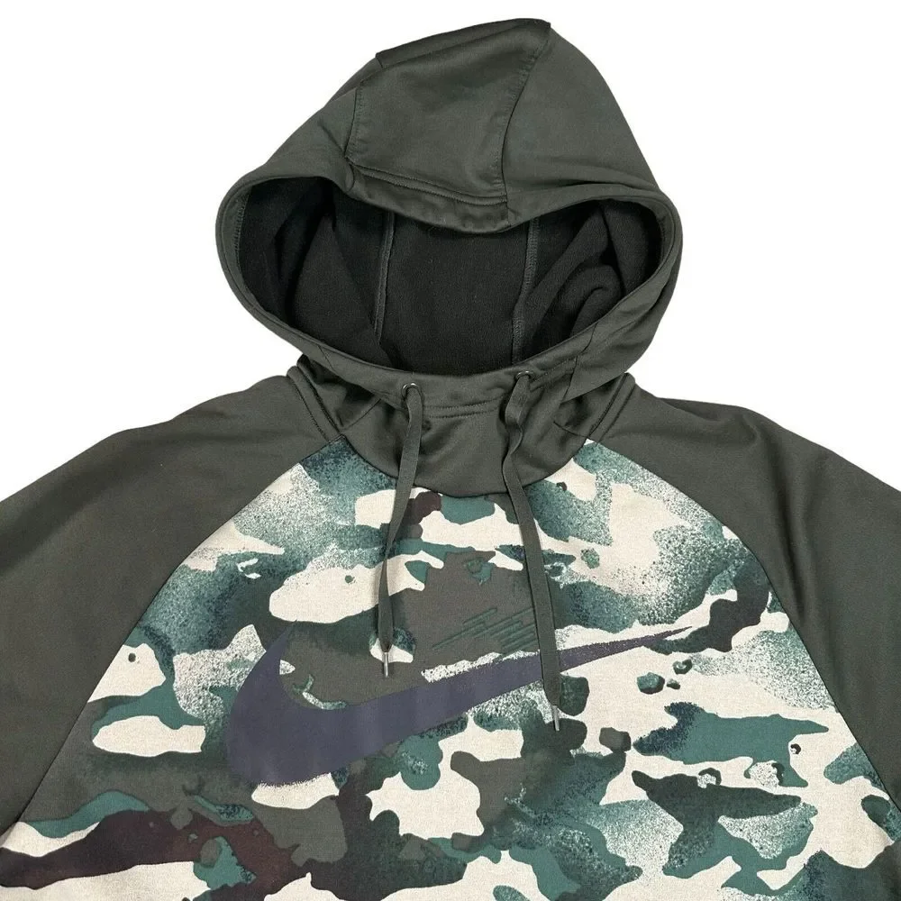 Nike Mens Large Green Camouflage Hoodie Pullover With Pockets Long Sleeve‎
